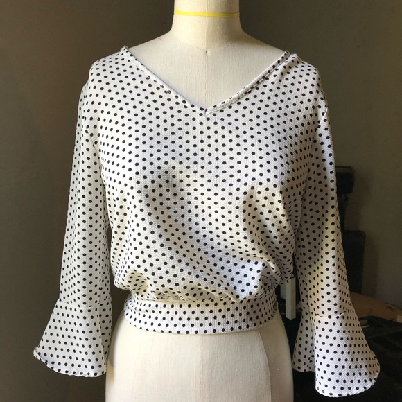 White Polka Dot Blouse - Picture 1 of 8